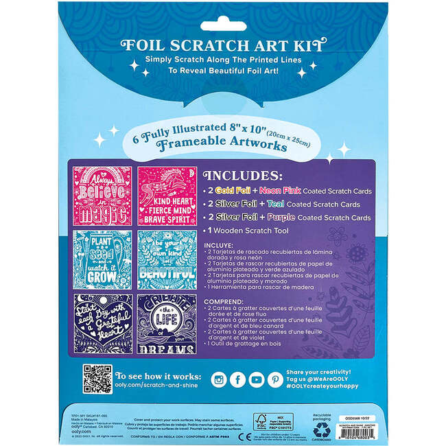 Scratch & Shine Foil Scratch Art Kits, Amazing Affirmations (Set of 7) - Activities - 2