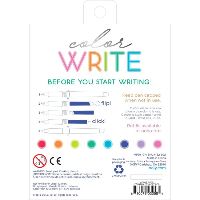 Color Write Fountain Pens, Set of 8 - Art Supplies - 5