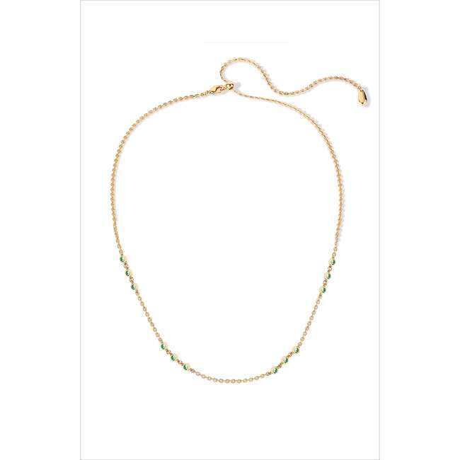 Verdant Whisper Necklace, Gold & Green