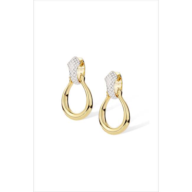 Uraeus Earrings, White & Gold