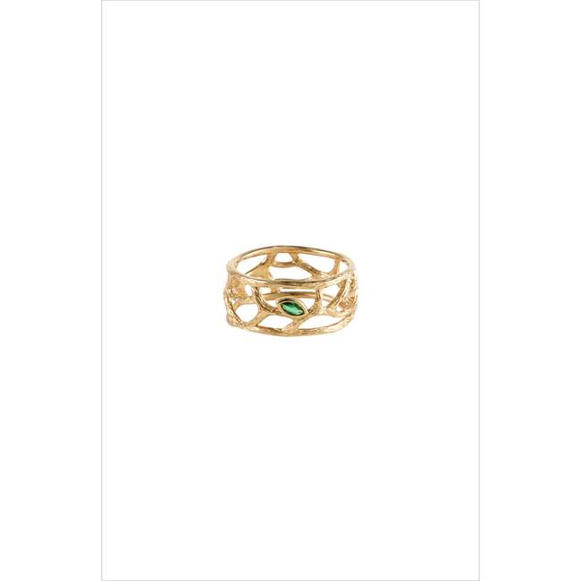Verdant Whisper Ring, Gold & Green