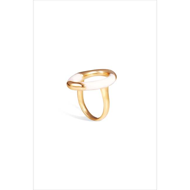 Time Ripples Round Ring, White & Gold