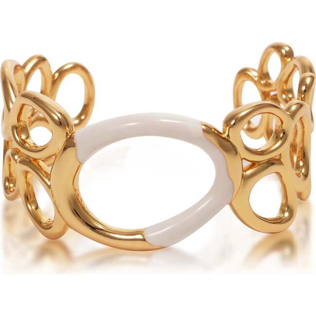 Time Ripples Round Bangle, White & Gold