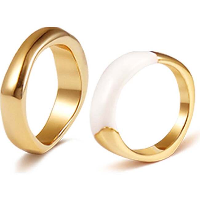 Time Ripples Ring, White & Gold