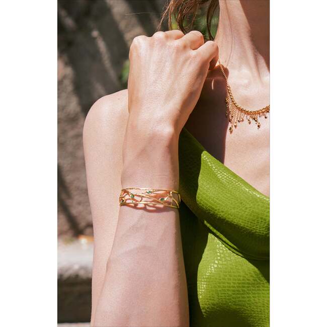 Verdant Whisper Bracelet, Gold & Green