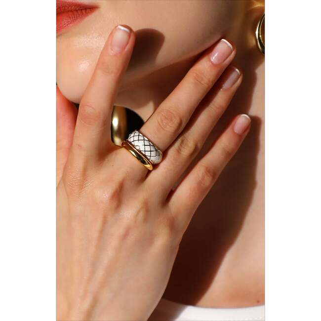 White Uraeus Ring, White & Gold