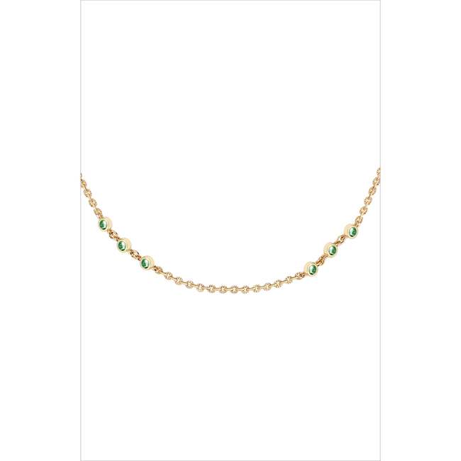 Verdant Whisper Necklace, Gold & Green