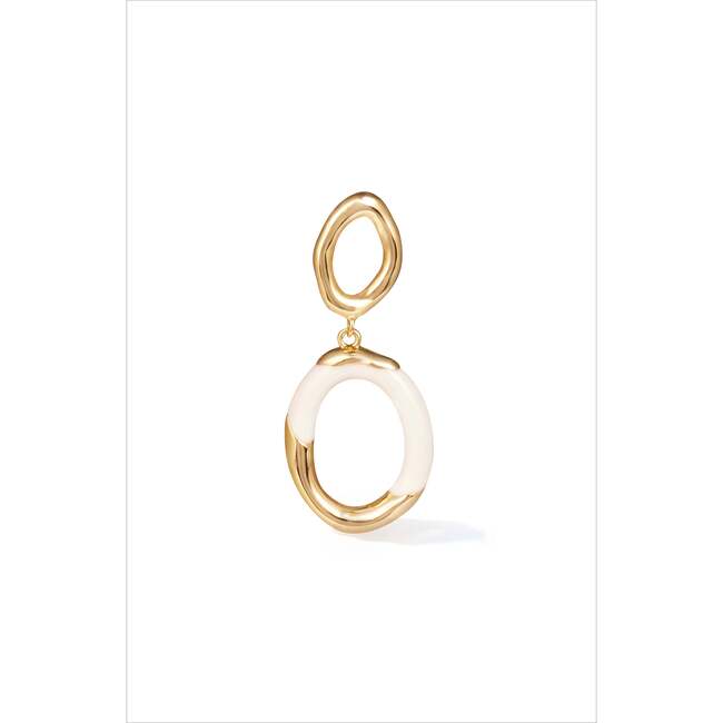 Time Ripples Round Earrings, White & Gold
