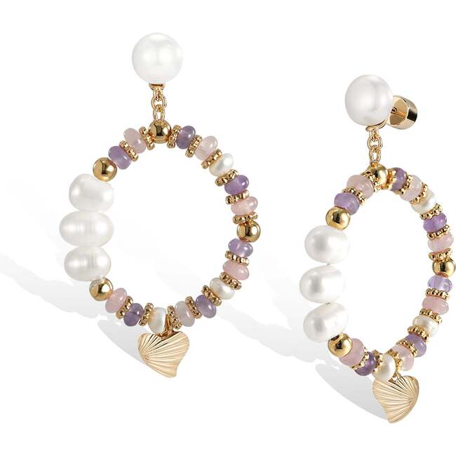 Thetis Earrings, Purple & White