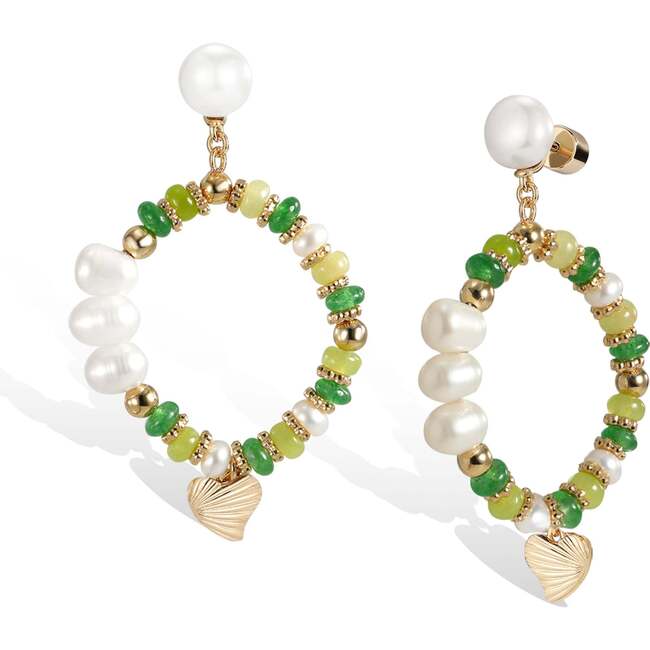 Thetis Earrings, Green & White