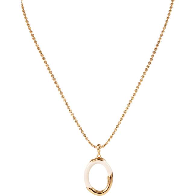 Time Ripples Pendant Necklace, White & Gold