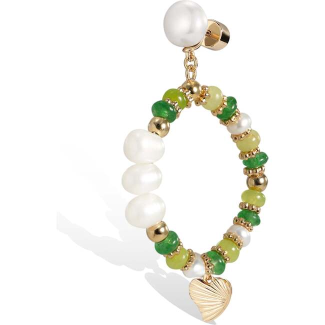 Thetis Earrings, Green & White