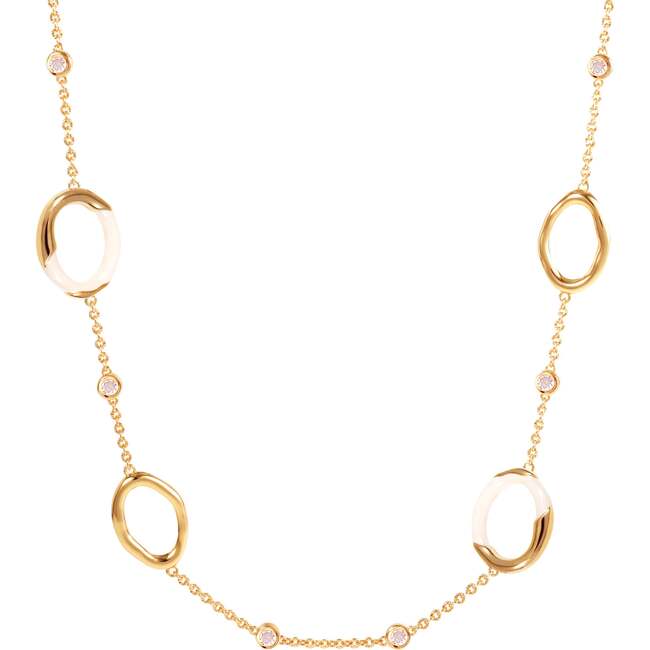 Time Ripples Necklace, White & Gold