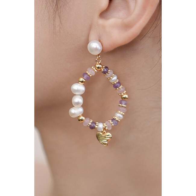 Thetis Earrings, Purple & White - Earrings - 3