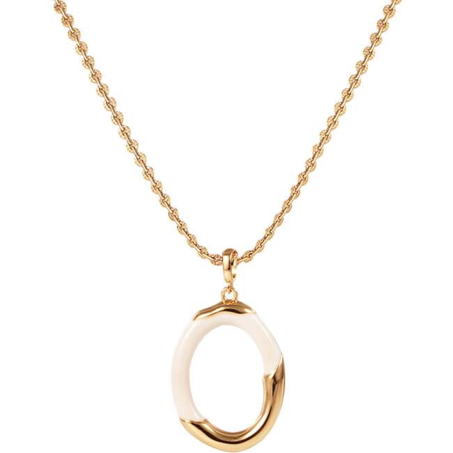 Time Ripples Pendant Necklace, White & Gold