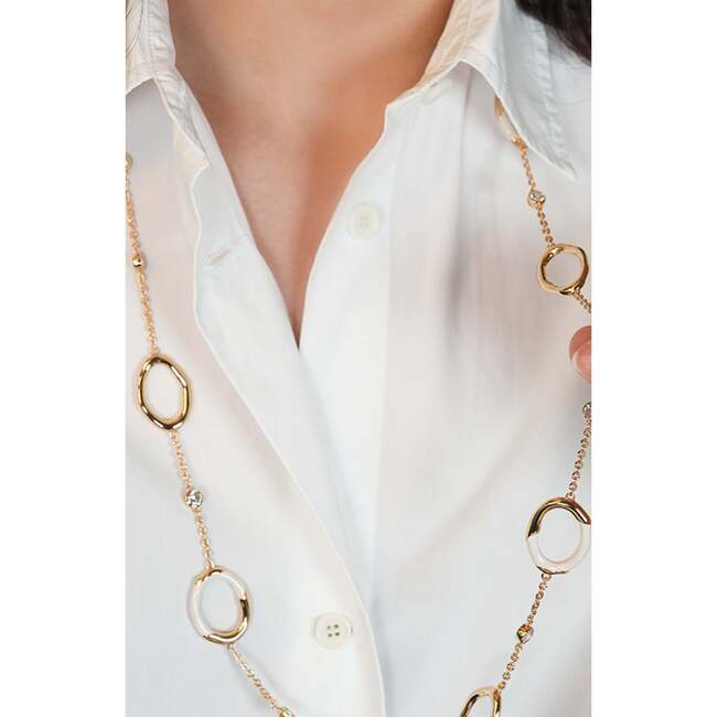 Time Ripples Necklace, White & Gold - Necklaces - 3