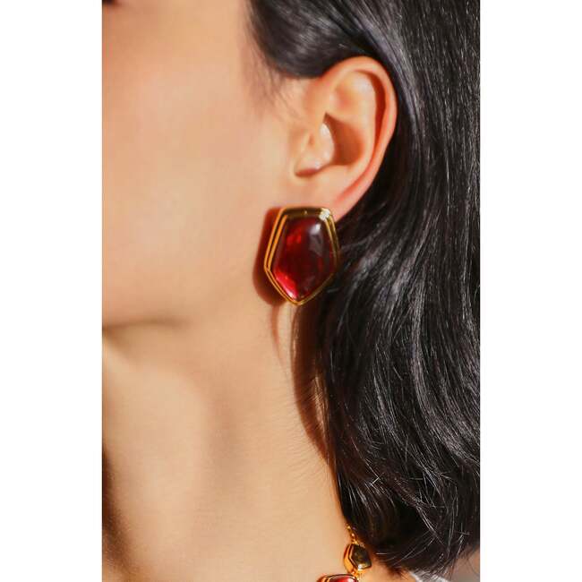 Rome Velvet Earrings, Red & Gold - Earrings - 3