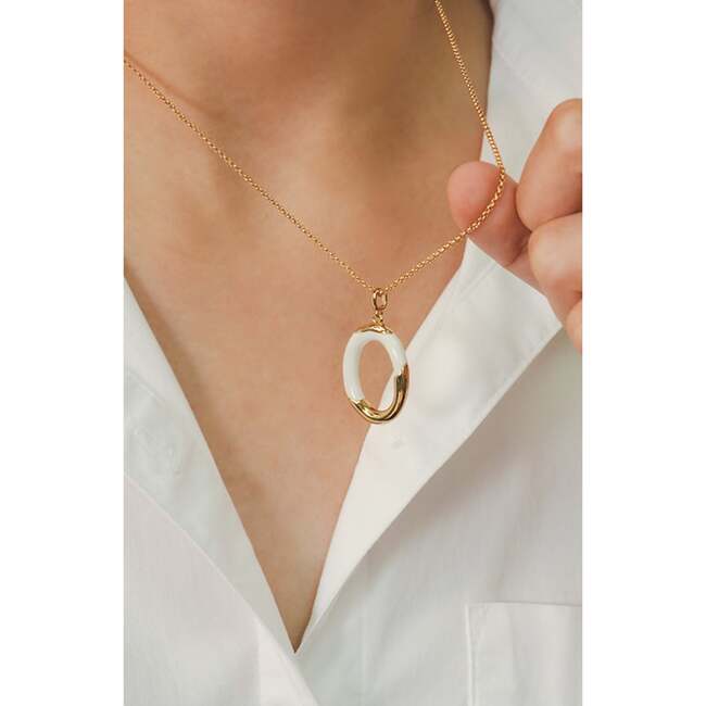 Time Ripples Pendant Necklace, White & Gold - Necklaces - 3