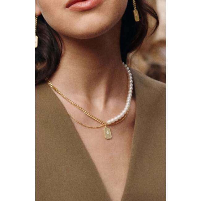 Star Shields Necklace, Gold & White - Necklaces - 3