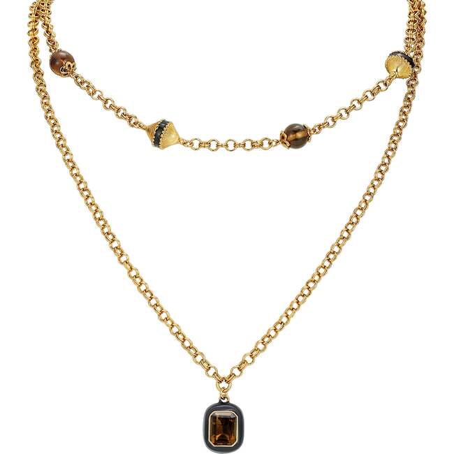 Roman Night Necklace Set, Brown & Gold