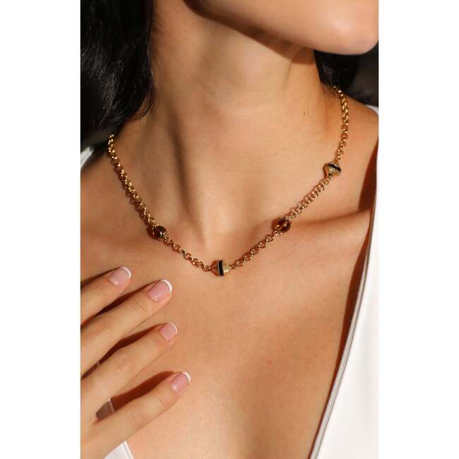 Roman Night Necklace, Brown & Gold