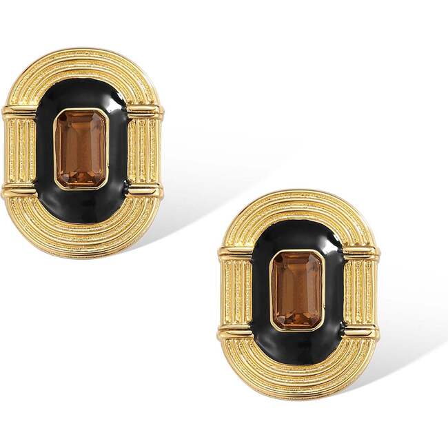 Roman Night Earrings, Brown & Gold