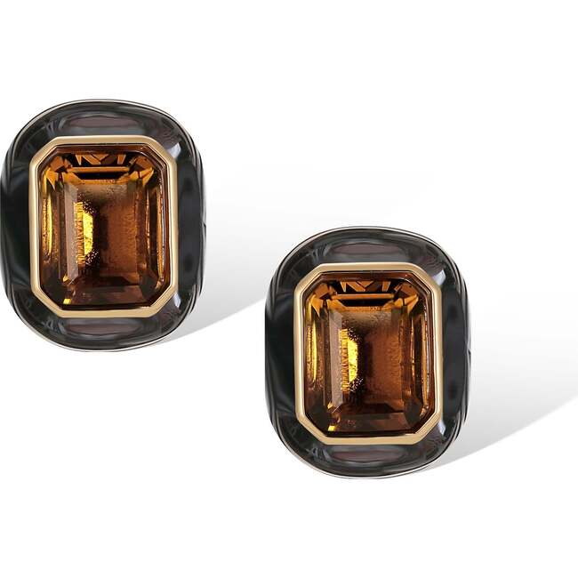 Roman Night Ear Studs, Brown & Black