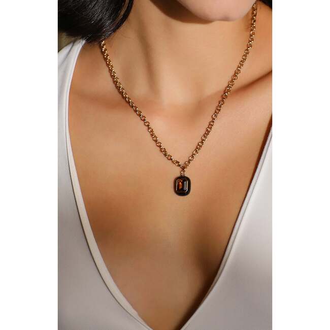 Roman Night Pendant, Brown & Gold - Necklaces - 3