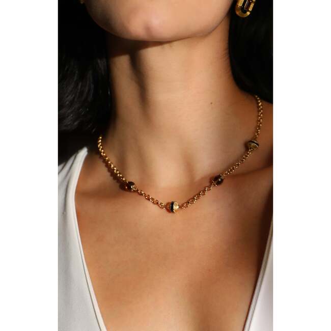 Roman Night Necklace, Brown & Gold - Necklaces - 3