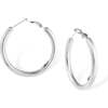 Retro Medium Hoop Earrings, Silver - Earrings - 1 - thumbnail