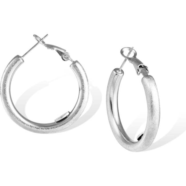 Retro Small Hoop Earrings, Silver