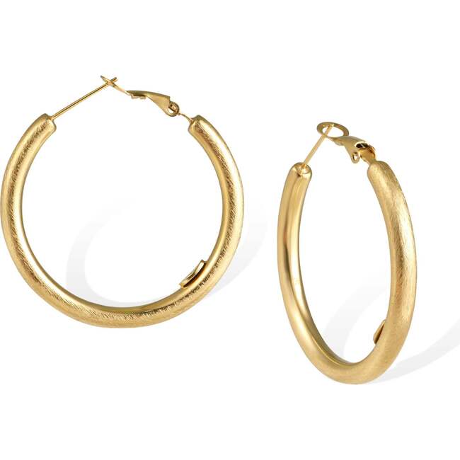 Retro Medium Hoop Earrings, Gold