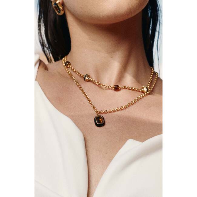 Roman Night Pendant, Brown & Gold - Necklaces - 4