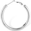 Retro Medium Hoop Earrings, Silver - Earrings - 2 - thumbnail