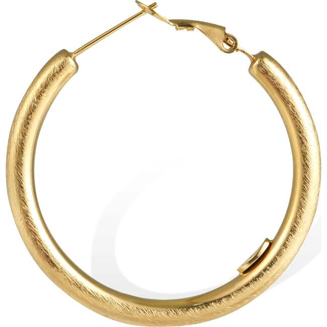 Retro Medium Hoop Earrings, Gold