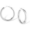 Retro Large Hoop Earrings, Silver - Earrings - 1 - thumbnail