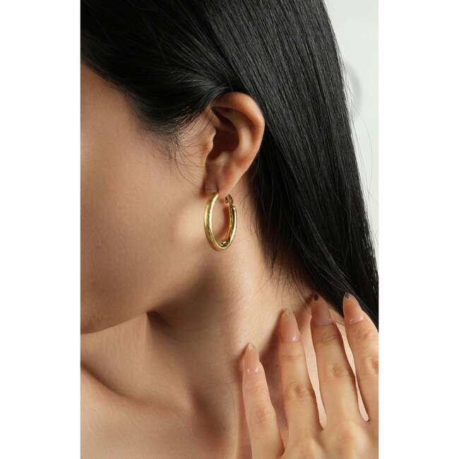 Retro Small Hoop Earrings, Gold - Earrings - 3