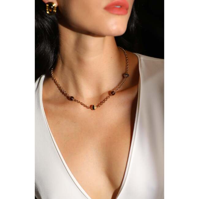 Roman Night Necklace, Brown & Gold - Necklaces - 4