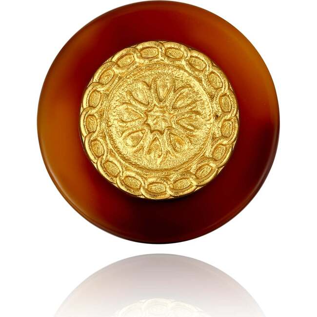 Retro Coin Earrings, Gold & Red