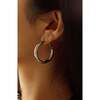 Retro Small Hoop Earrings, Silver - Earrings - 3 - thumbnail