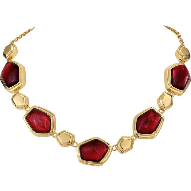 Red Velvet Necklace, Red & Gold