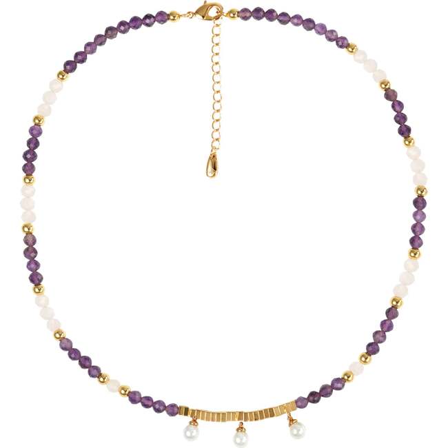 Poseidon Necklace, Purple & White & Gold