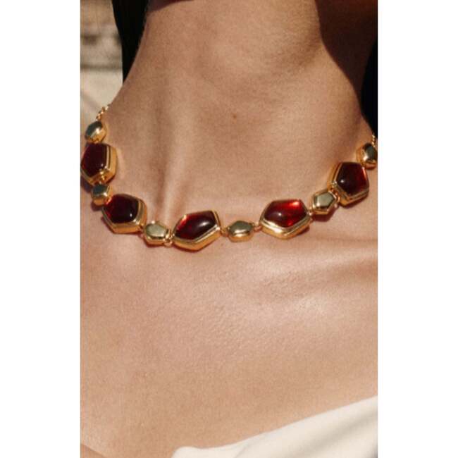 Red Velvet Necklace, Red & Gold - Necklaces - 3