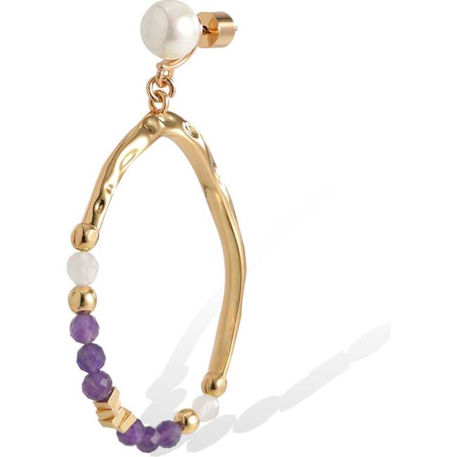 Poseidon Earrings, Purple & White & Gold