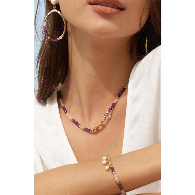 Poseidon Necklace, Purple & White & Gold - Necklaces - 3