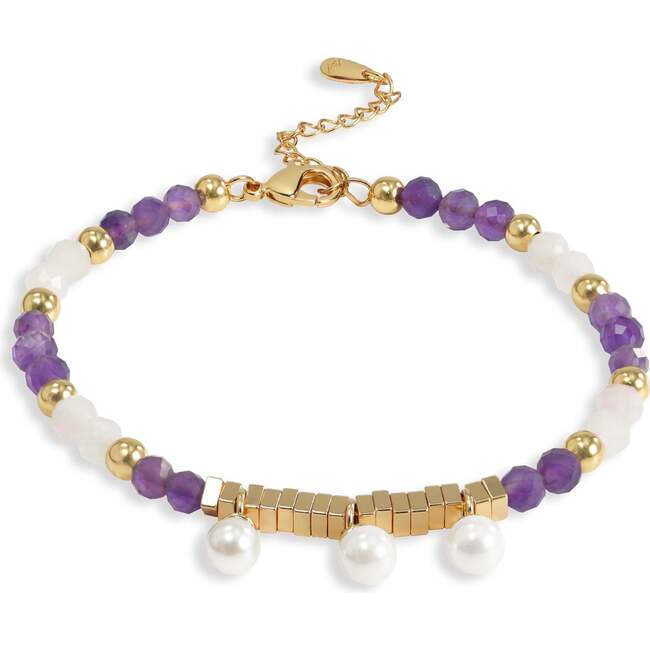 Poseidon Bracelet, Purple & White & Gold