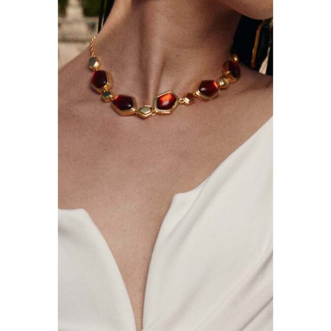 Red Velvet Necklace, Red & Gold - Necklaces - 4