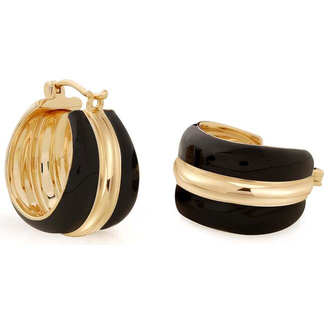 Ostuni Hoop Earrings, Black & Gold