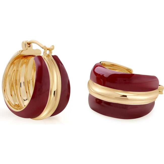 Ostuni Hoop Earrings, Red & Gold
