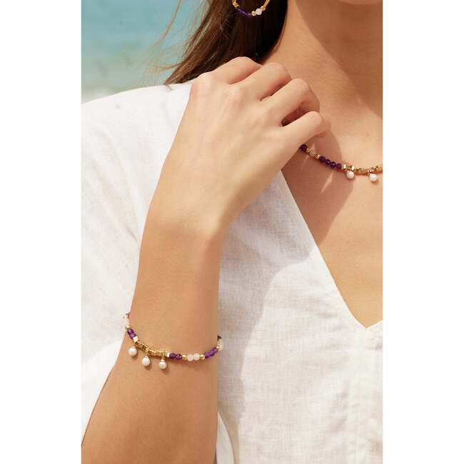 Poseidon Bracelet, Purple & White & Gold - Bracelets - 3